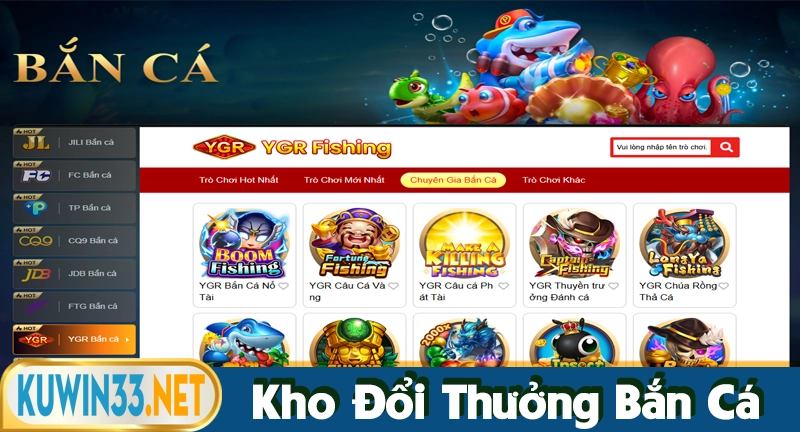 Kho game đổi thưởng bắn cá tại cổng game Kuwin